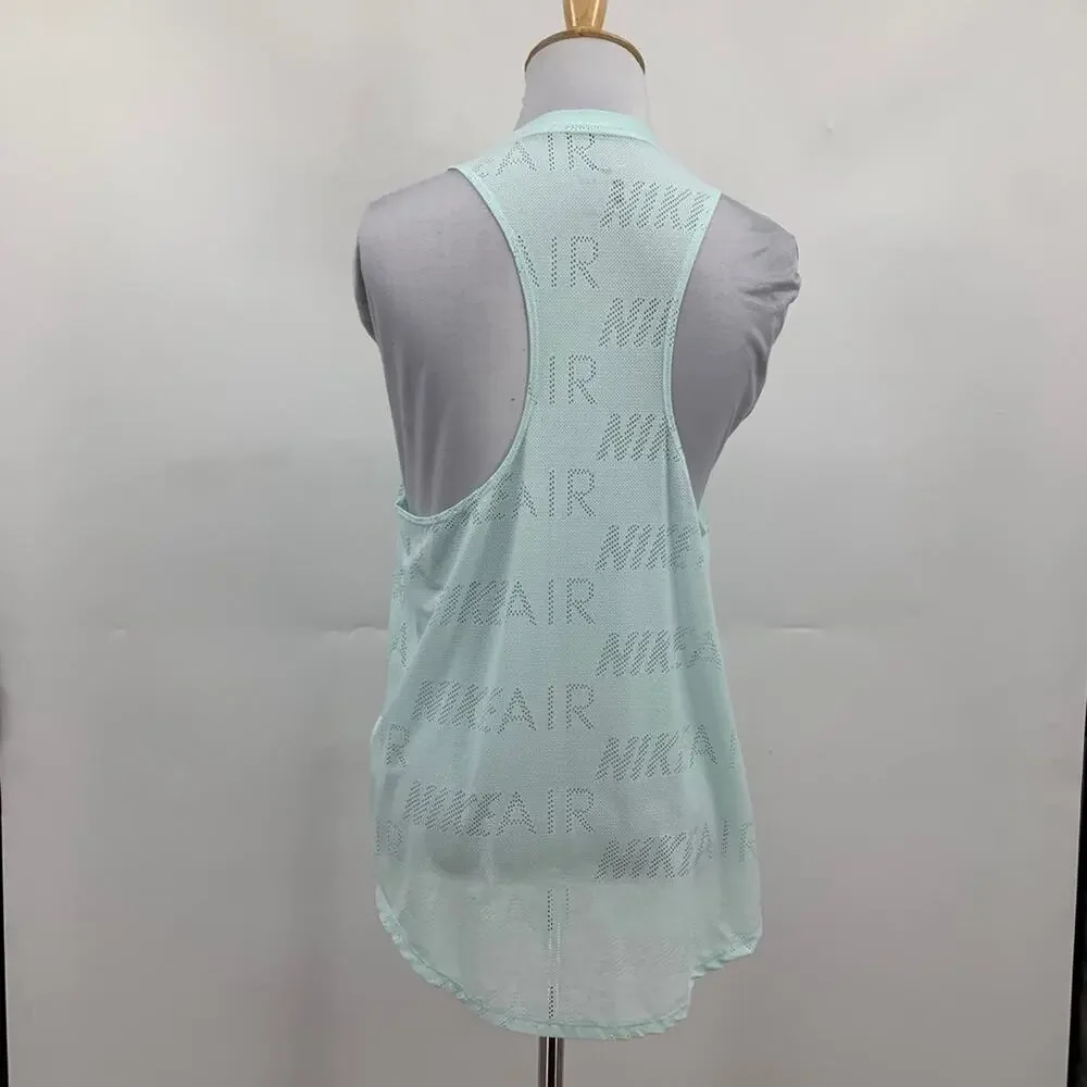 Nike Tank Top Womens M Medium Ice Frappe Air Dri Fit Mesh Perforated Logo Vented
